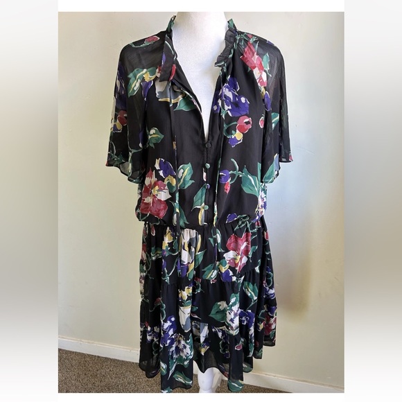 Ralph Lauren Black Label Dresses & Skirts - Lauren Ralph Lauren $165 Floral Crinkle Georgette Dress sz 12 Black Label NEW